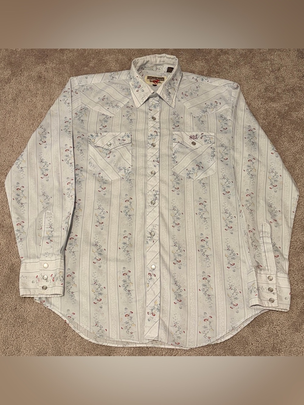 VTG Men’s Authentic Western Youngbloods Perma Press Pearl Snap Shirt Size Medium